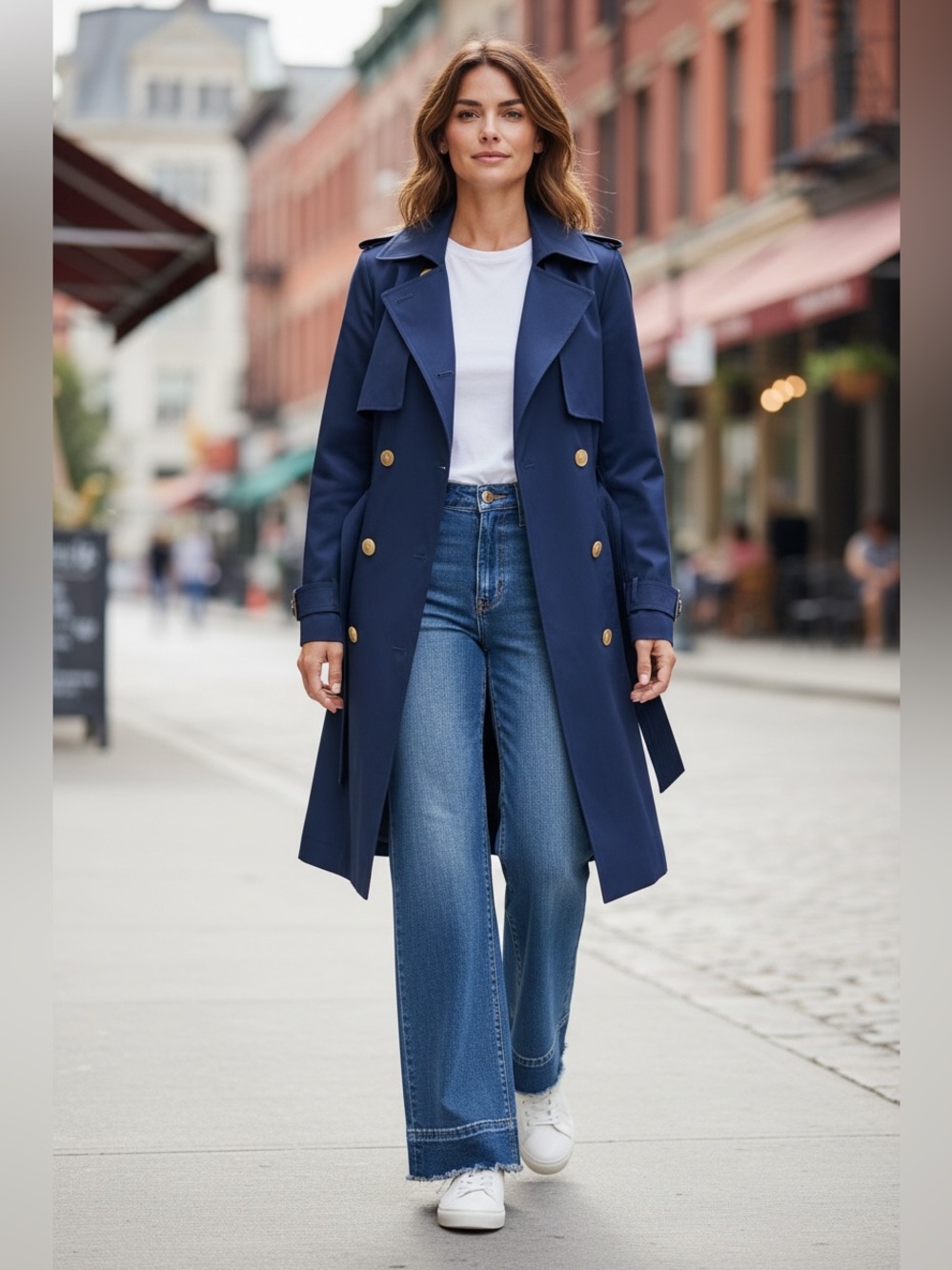 Rachel Zoe Double Breasted Trench Coat in Blue Like New